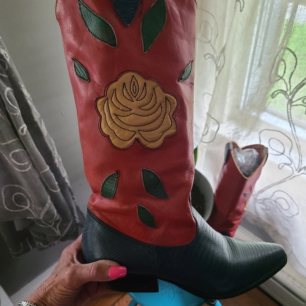 VINTAGE 80's  NINE WEST Cowboy Boots 7.5 HP 19x🔥🔥 - Picture 6 of 6